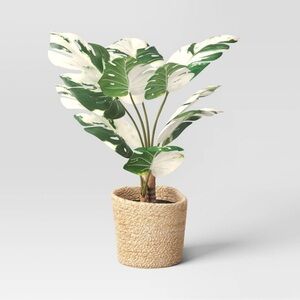 Threshold Studio McGee Artificial Monstera Plant in Woven Basket